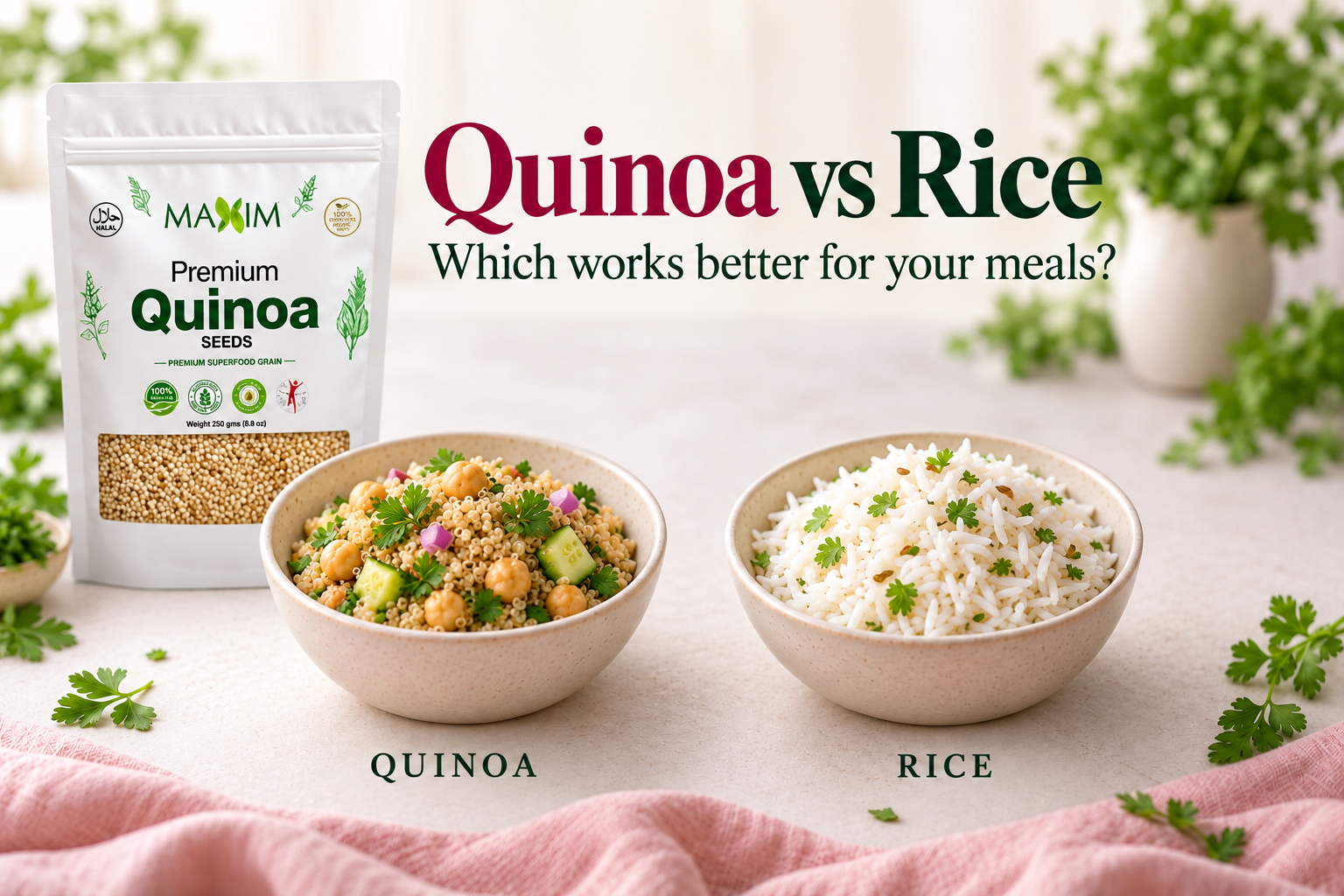 Practical quinoa and rice comparison